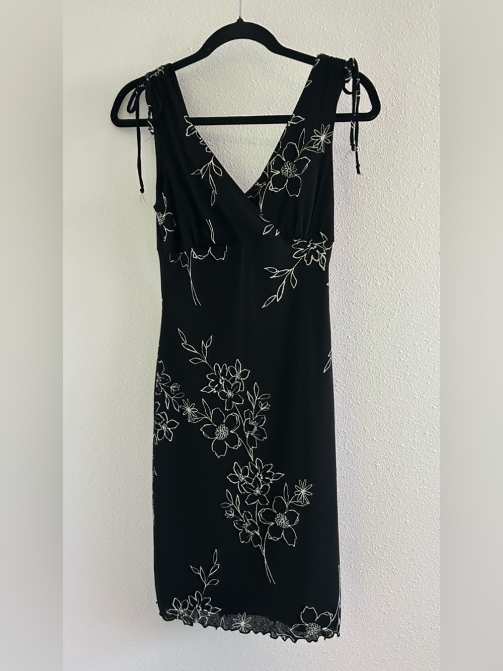Charlotte Russe Black Midi Dress with White Floral Pattern